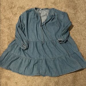H&M Blue Long Sleeve Sundress with Bishop Sleeves